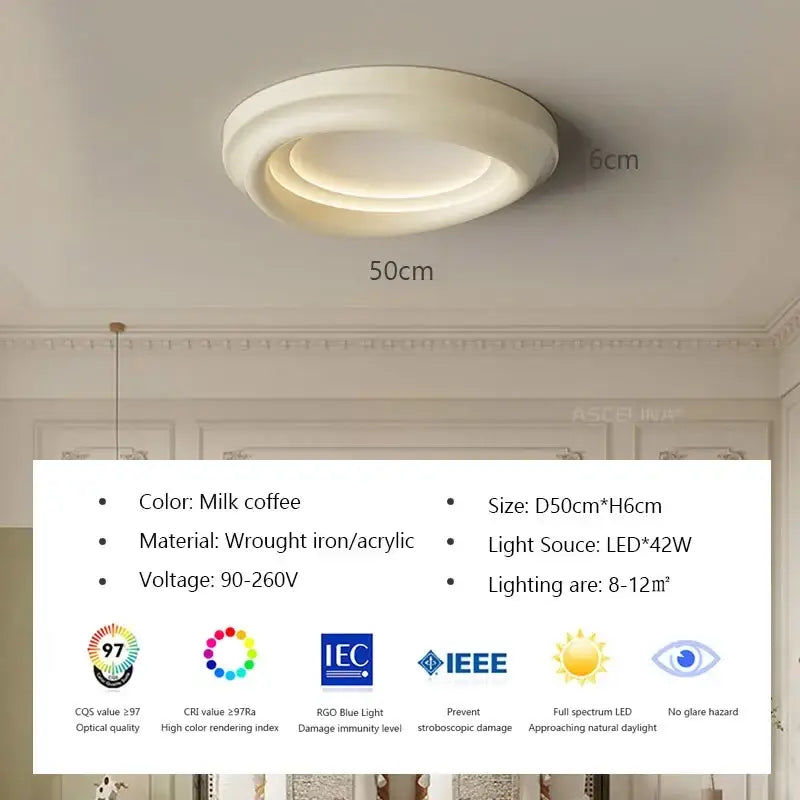 Cream LED Ceiling Light with Tricolor Option