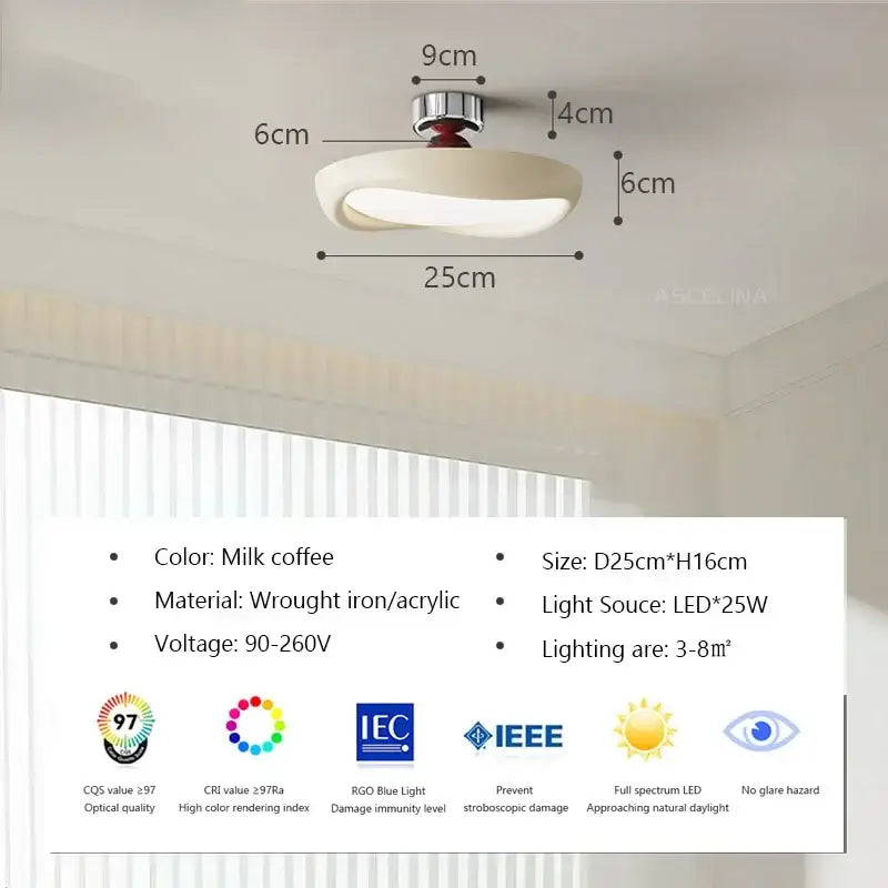 Cream LED Ceiling Light with Tricolor Option