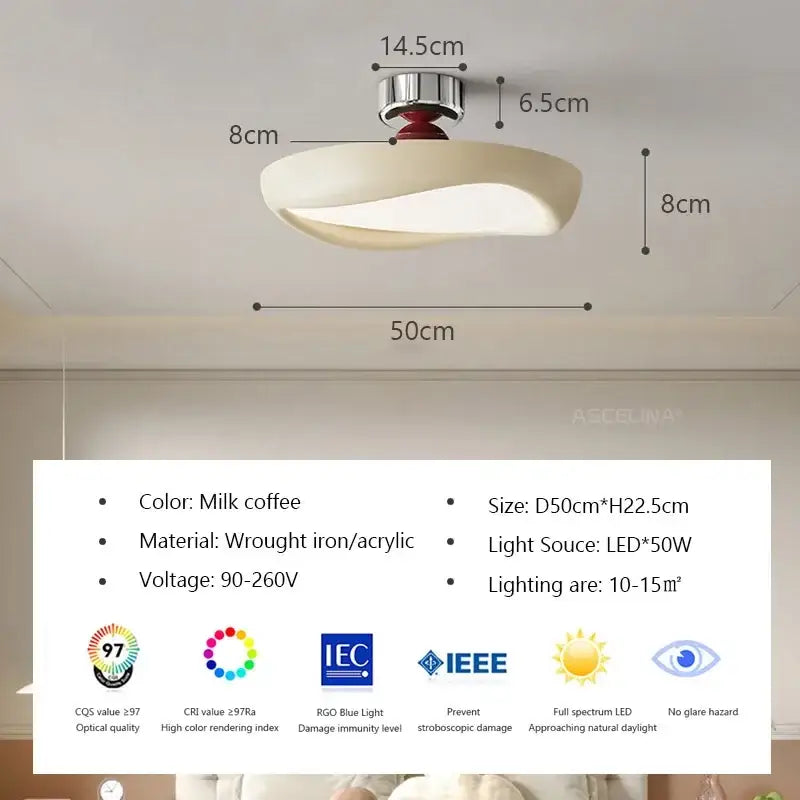 Cream LED Ceiling Light with Tricolor Option