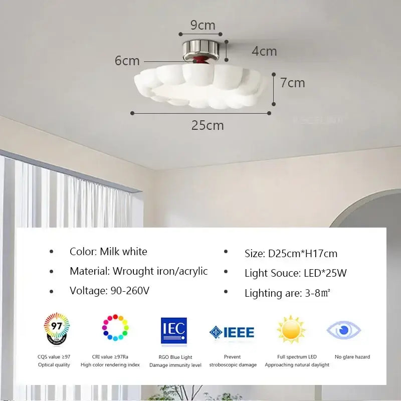 Cream LED Ceiling Light with Tricolor Option