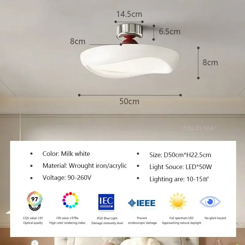 Cream LED Ceiling Light with Tricolor Option