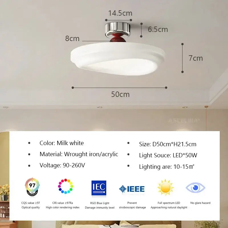Cream LED Ceiling Light with Tricolor Option