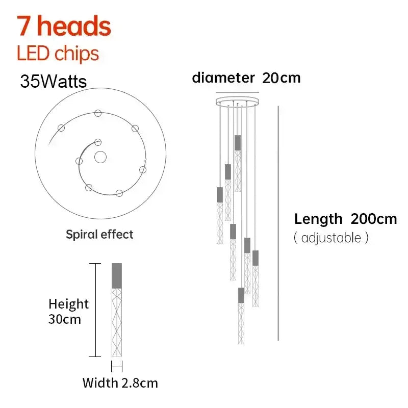 Crystal LED 36-Head Living Room Pendant Light