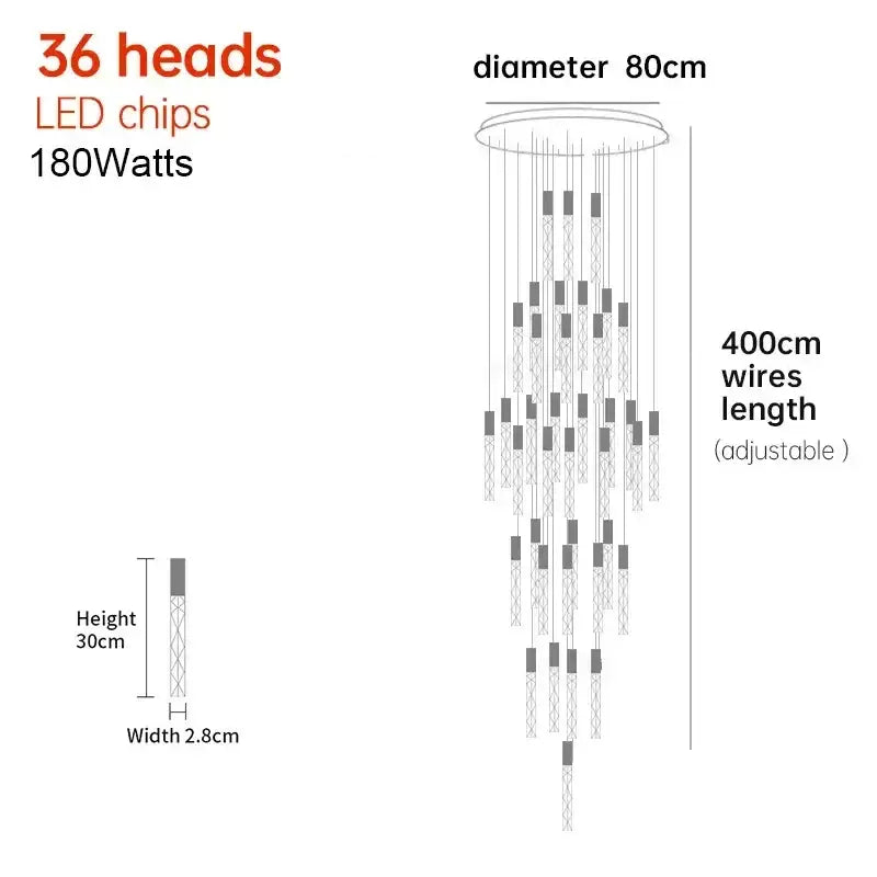 Crystal LED 36-Head Living Room Pendant Light
