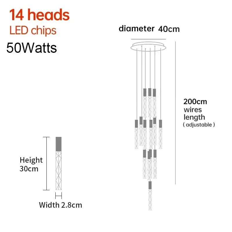 Crystal LED 36-Head Living Room Pendant Light