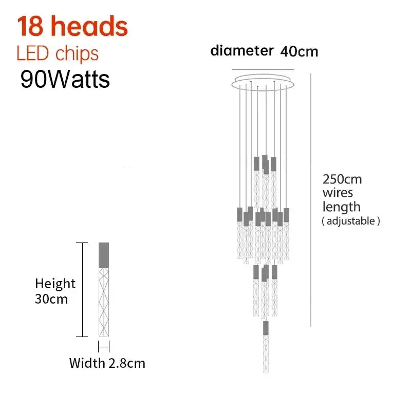 Crystal LED 36-Head Living Room Pendant Light