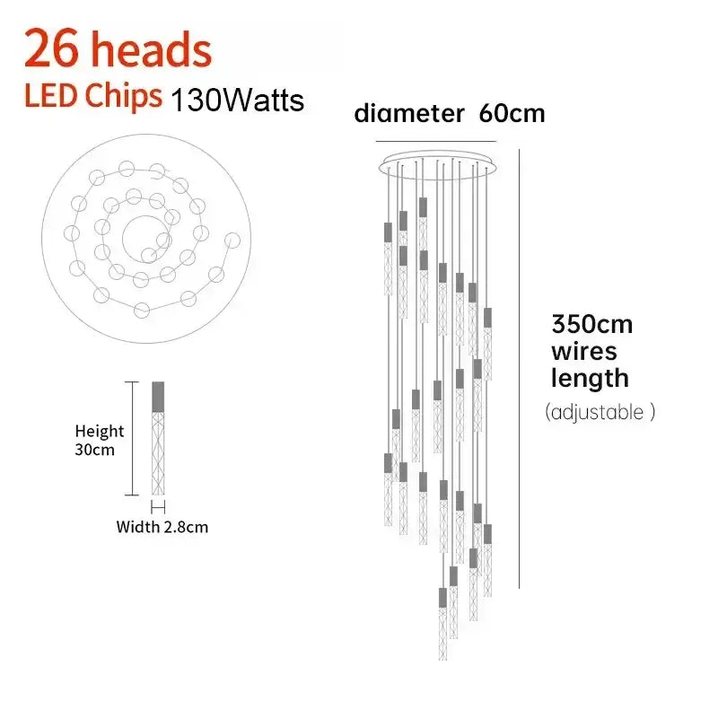Crystal LED 36-Head Living Room Pendant Light