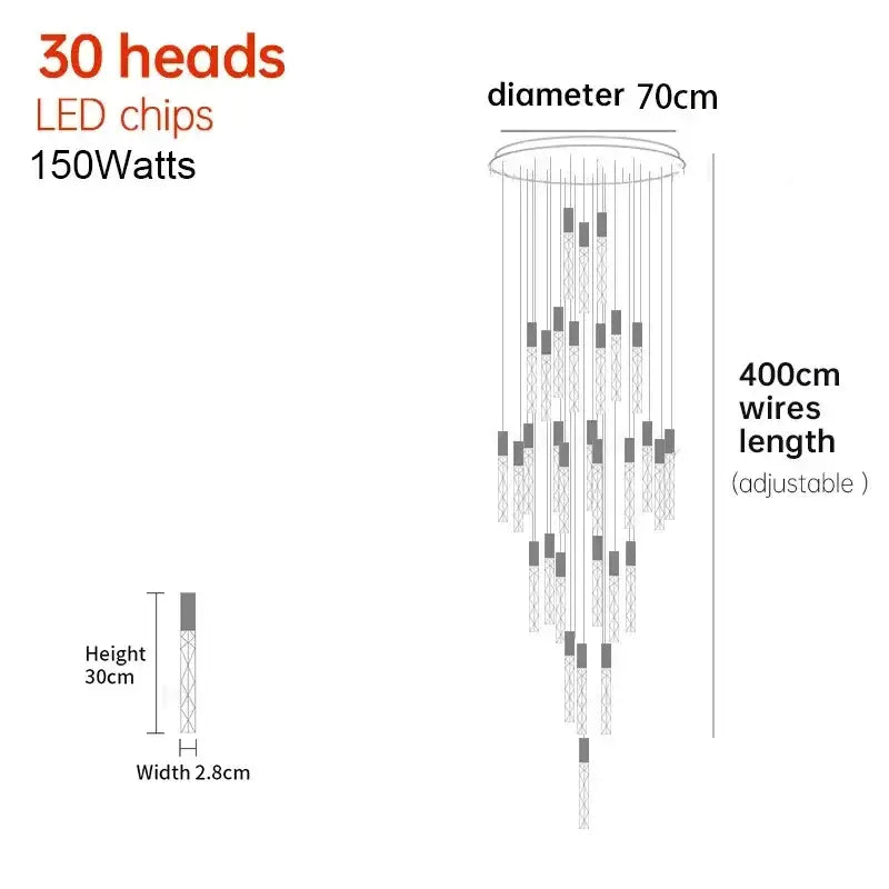 Crystal LED 36-Head Living Room Pendant Light
