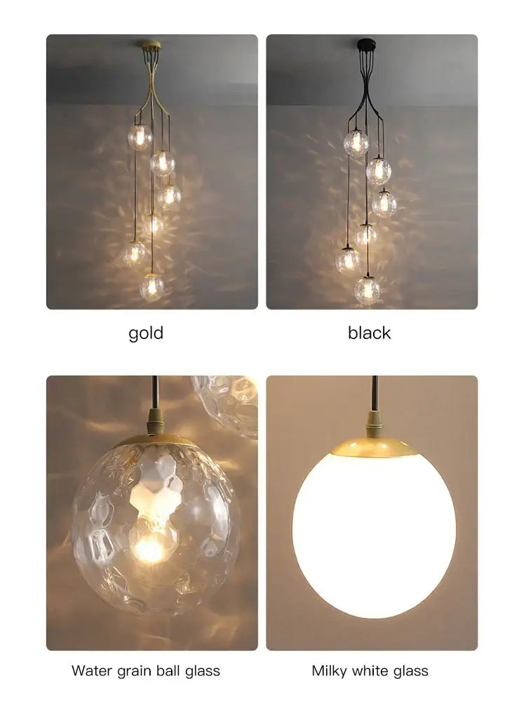Glass Ball Staircase Chandelier