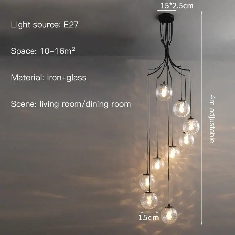 Glass Ball Staircase Chandelier