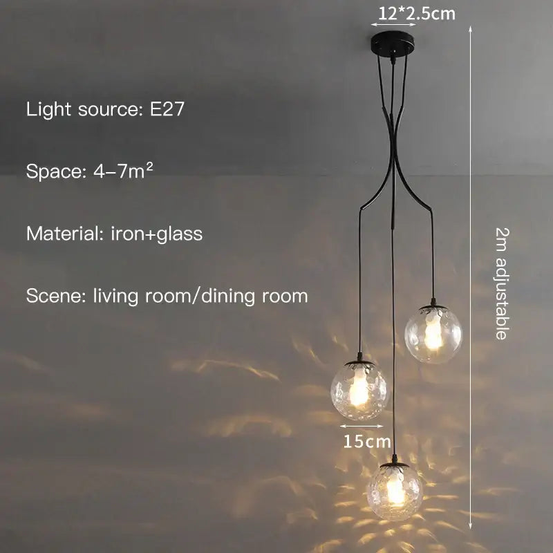 Glass Ball Staircase Chandelier