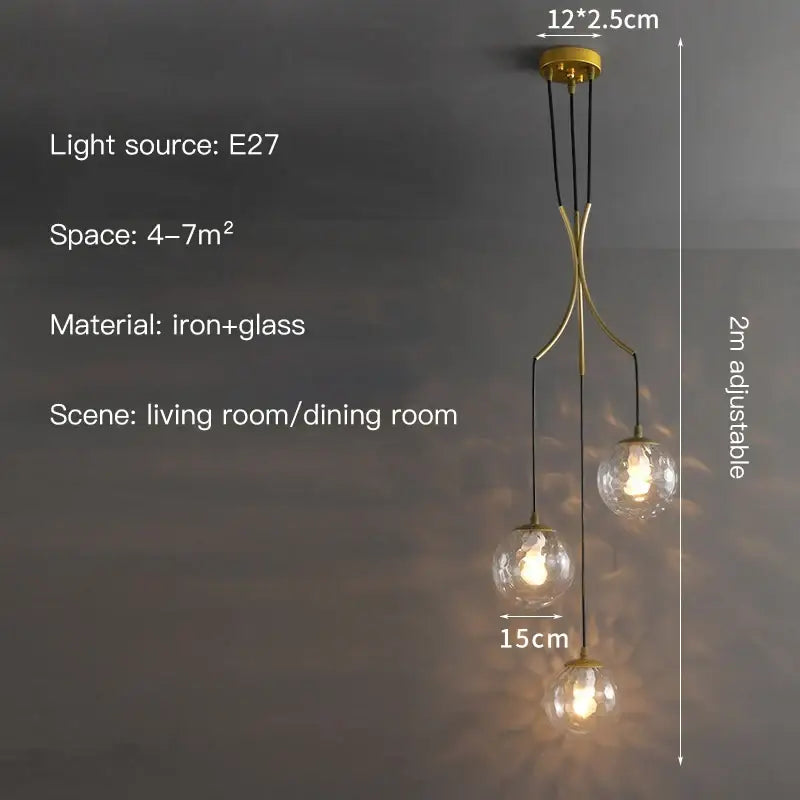 Glass Ball Staircase Chandelier