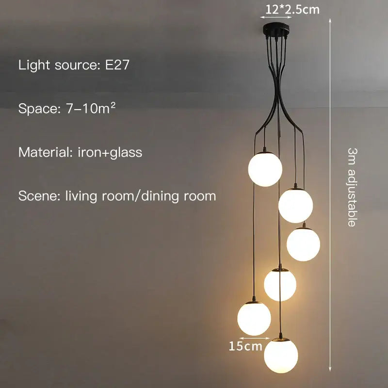 Glass Ball Staircase Chandelier