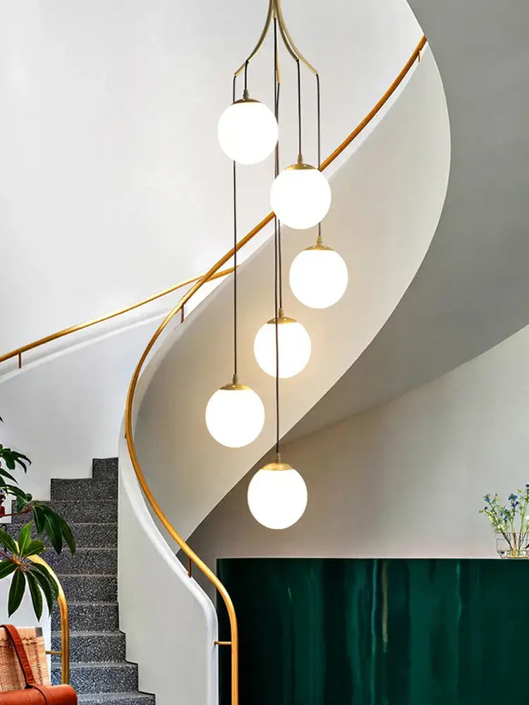 Glass Ball Staircase Chandelier