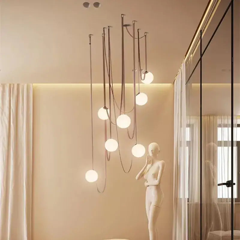 Frosted Glass Ball Pendant with Multi-Head Design