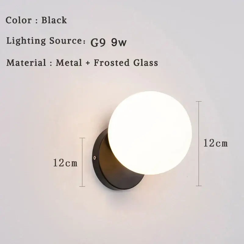 Glass Ball Bedroom Wall Sconce