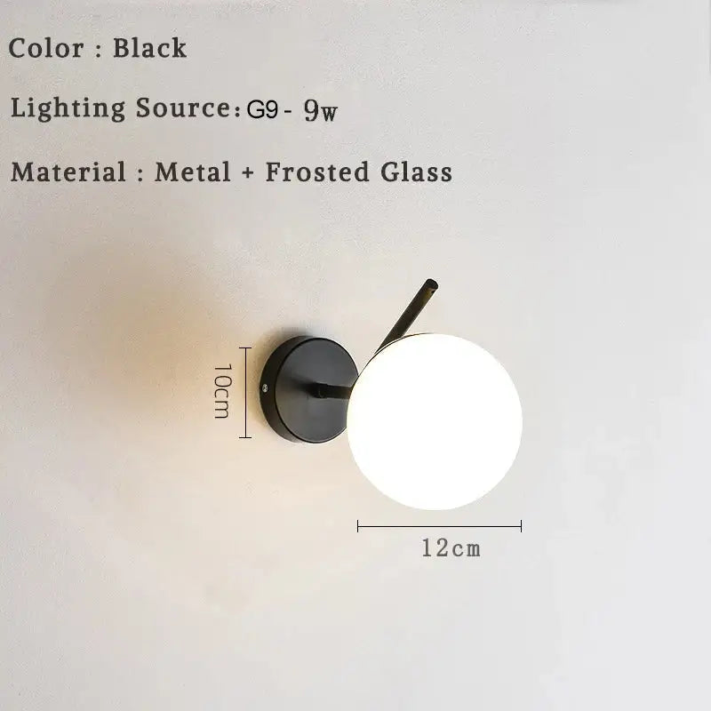 Glass Ball Bedroom Wall Sconce