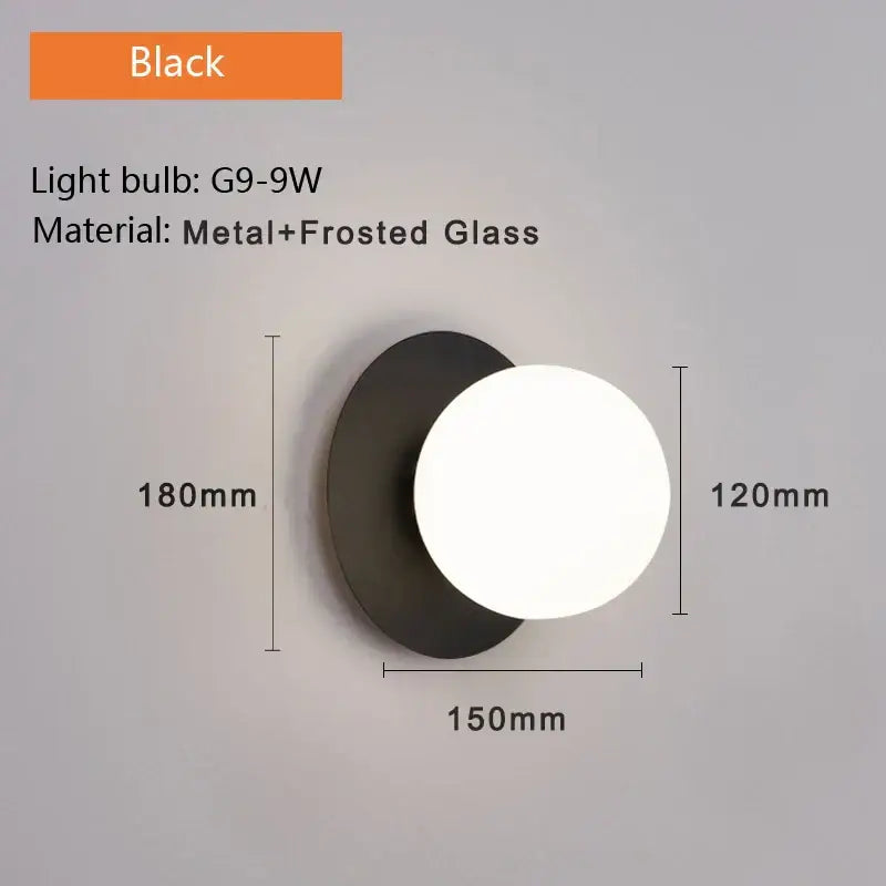Glass Ball Bedroom Wall Sconce