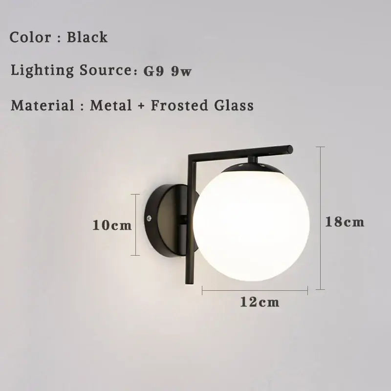 Glass Ball Bedroom Wall Sconce