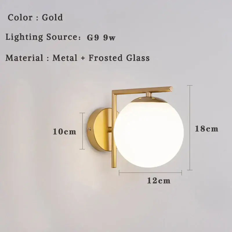 Glass Ball Bedroom Wall Sconce
