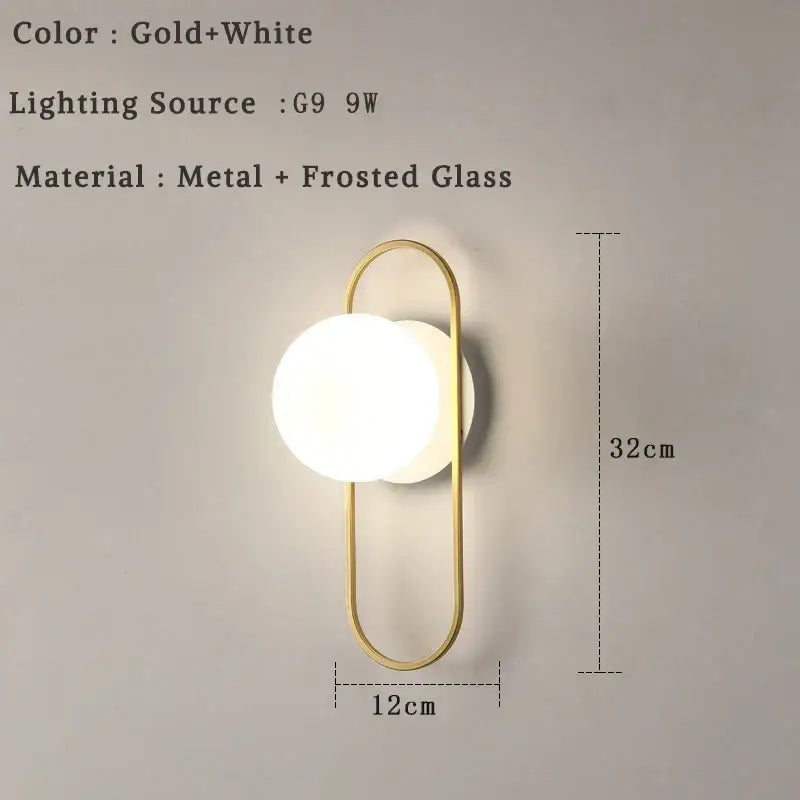 Glass Ball Bedroom Wall Sconce