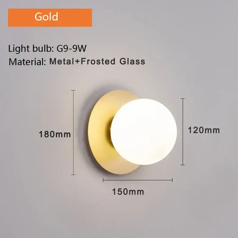 Glass Ball Bedroom Wall Sconce