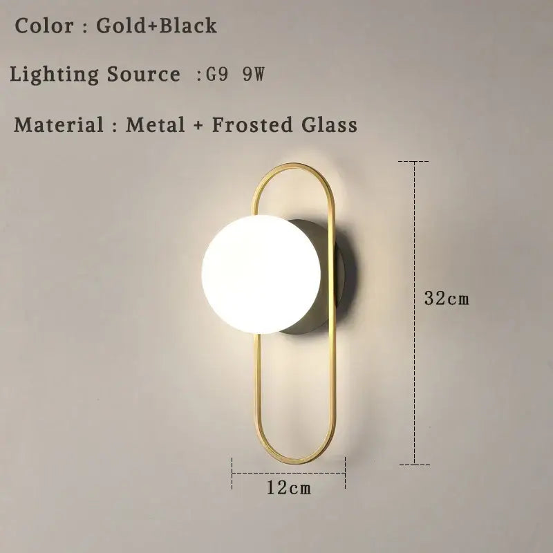 Glass Ball Bedroom Wall Sconce