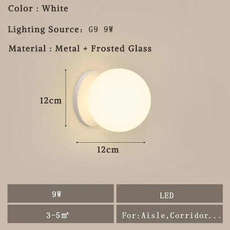Glass Ball Bedroom Wall Sconce