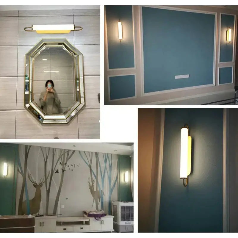 Gold Cylindrical Up-Down Bedroom Sconce