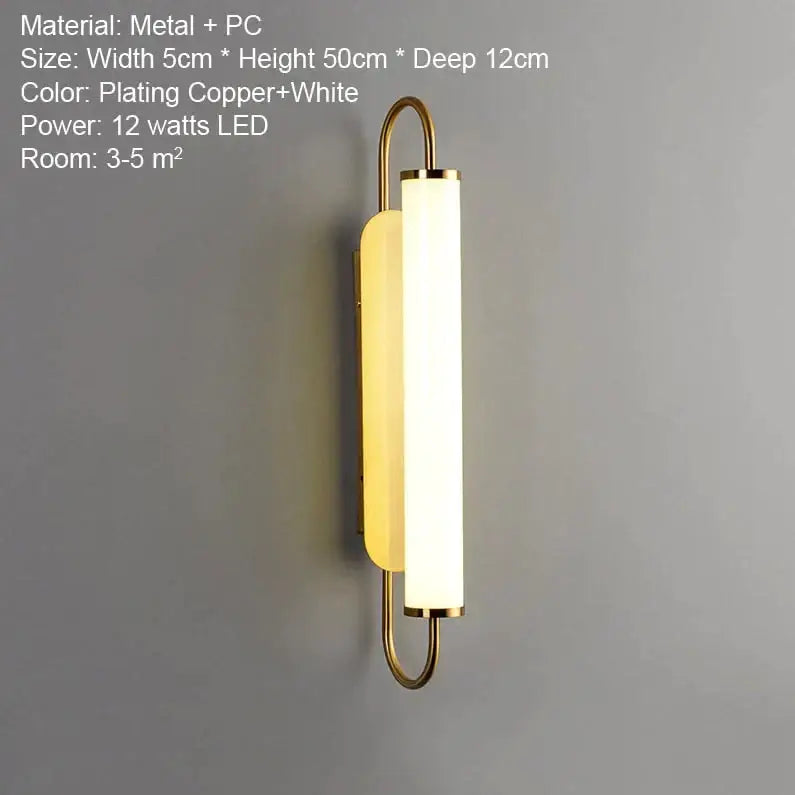 Gold Cylindrical Up-Down Bedroom Sconce