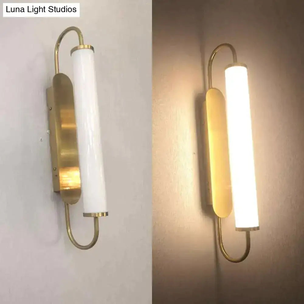 Gold Cylindrical Up-Down Bedroom Sconce