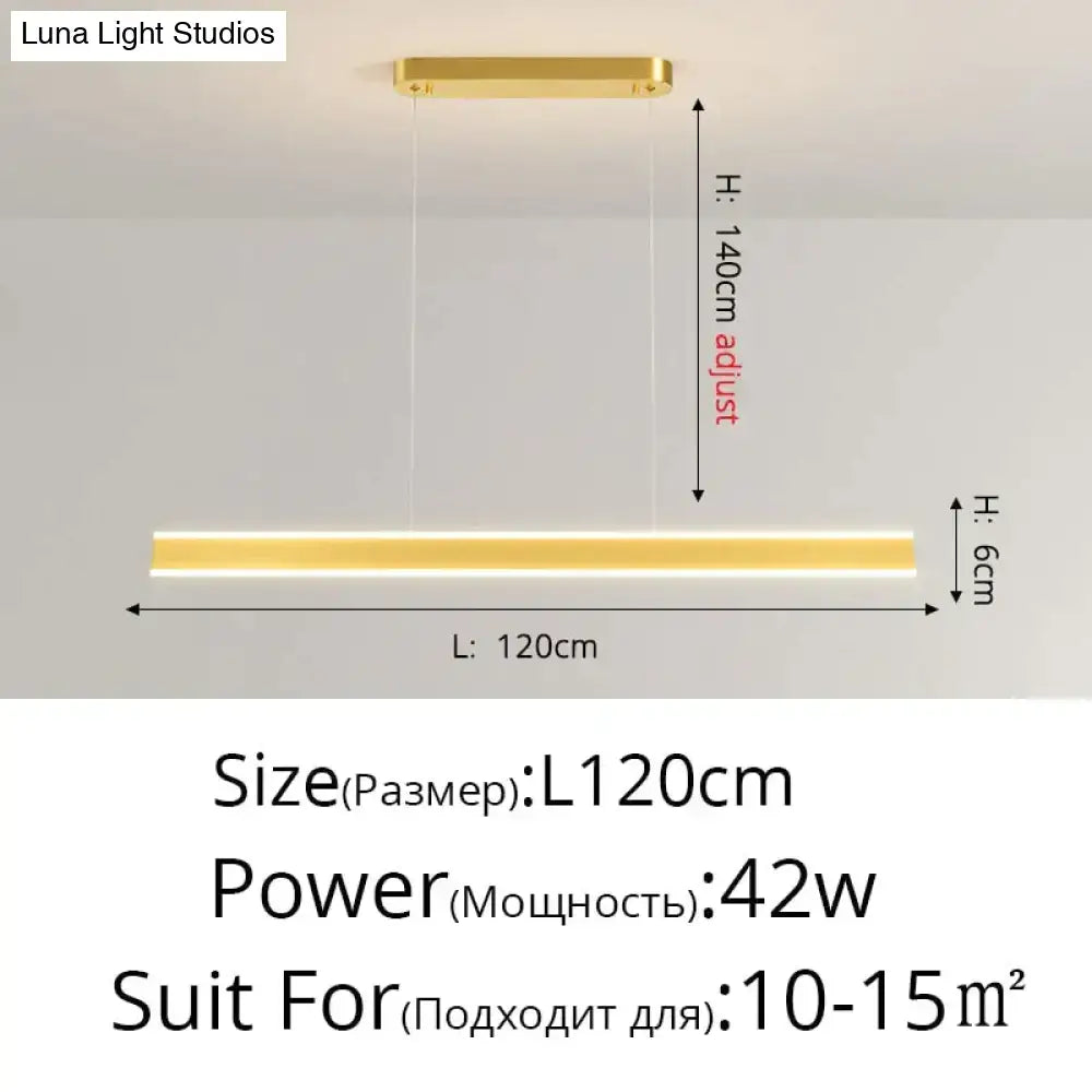 Gold LED Bar Dimmable Remote Pendant Light