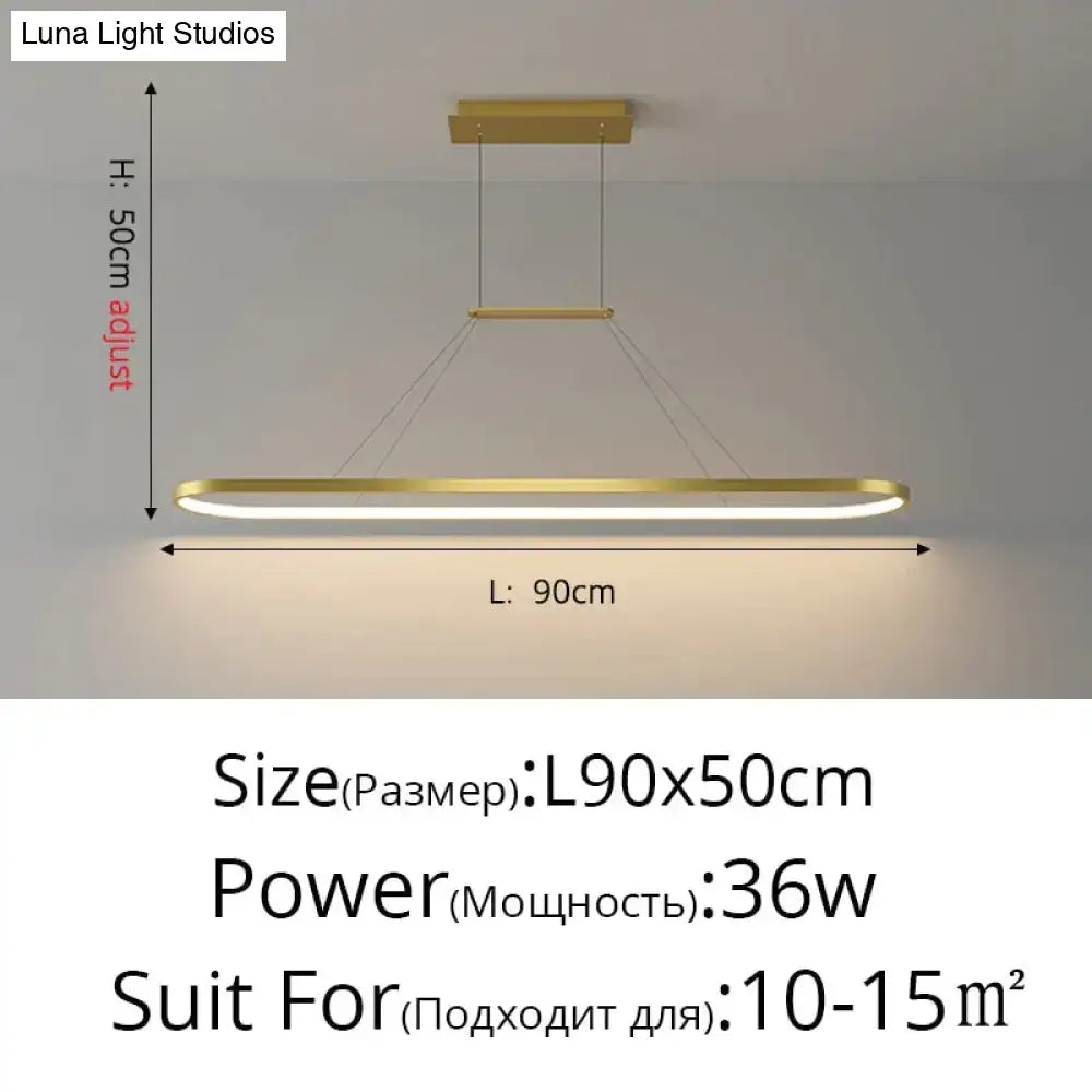 Gold LED Bar Dimmable Remote Pendant Light