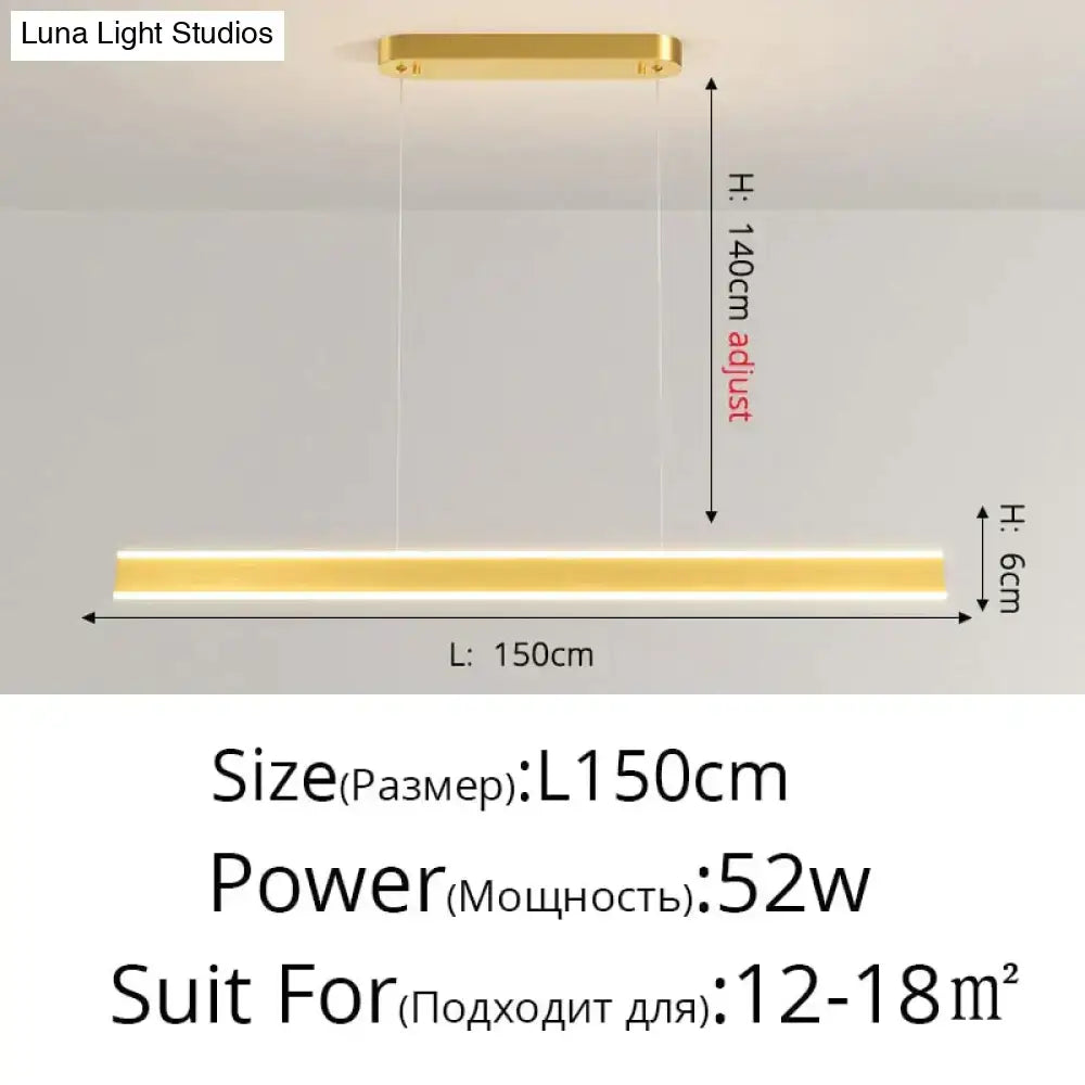 Gold LED Bar Dimmable Remote Pendant Light