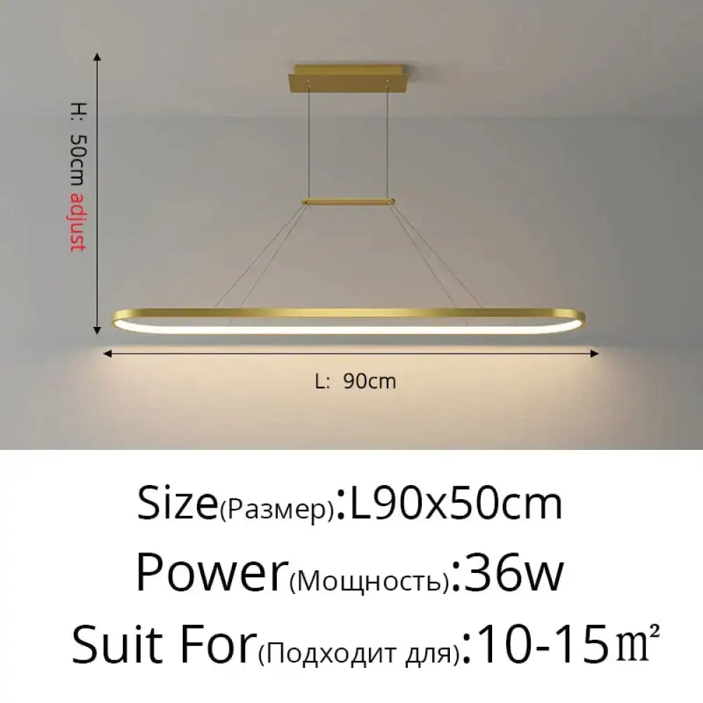 Gold LED Bar Dimmable Remote Pendant Light