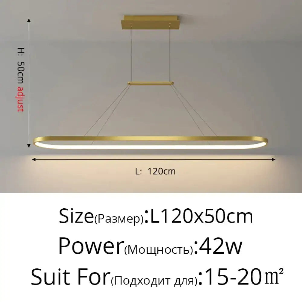 Gold LED Bar Dimmable Remote Pendant Light