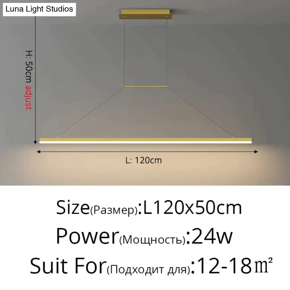 Gold LED Bar Dimmable Remote Pendant Light