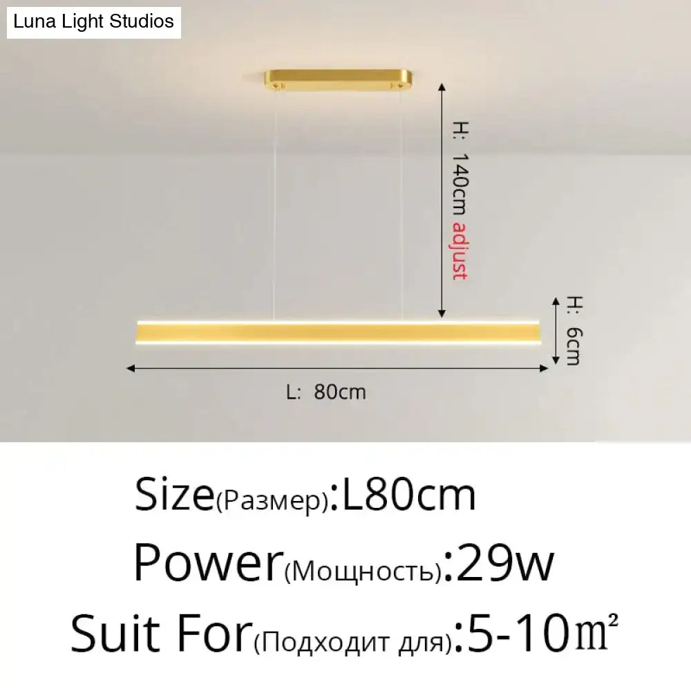 Gold LED Bar Dimmable Remote Pendant Light