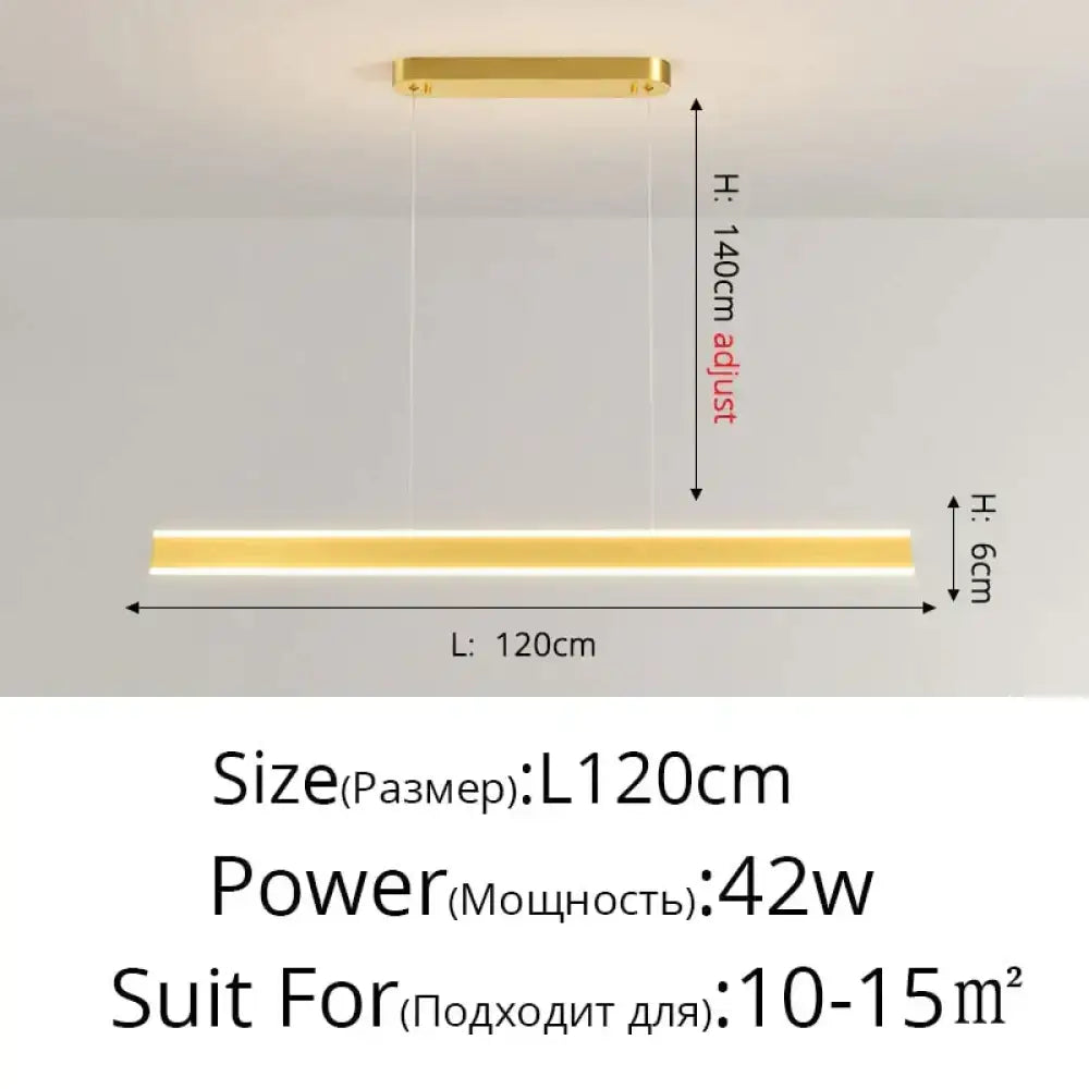 Gold LED Bar Dimmable Remote Pendant Light