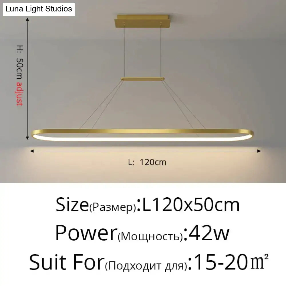 Gold LED Bar Dimmable Remote Pendant Light