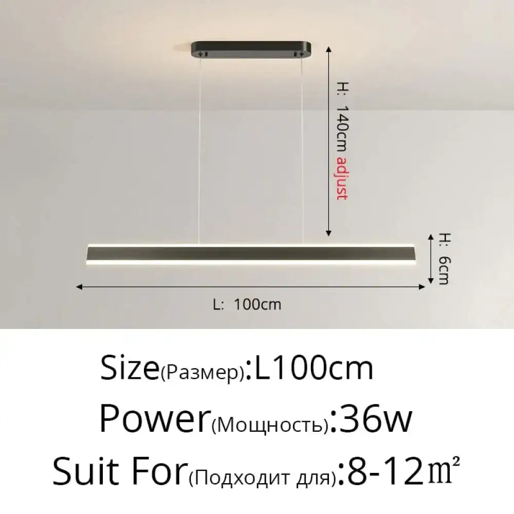 Gold LED Bar Dimmable Remote Pendant Light