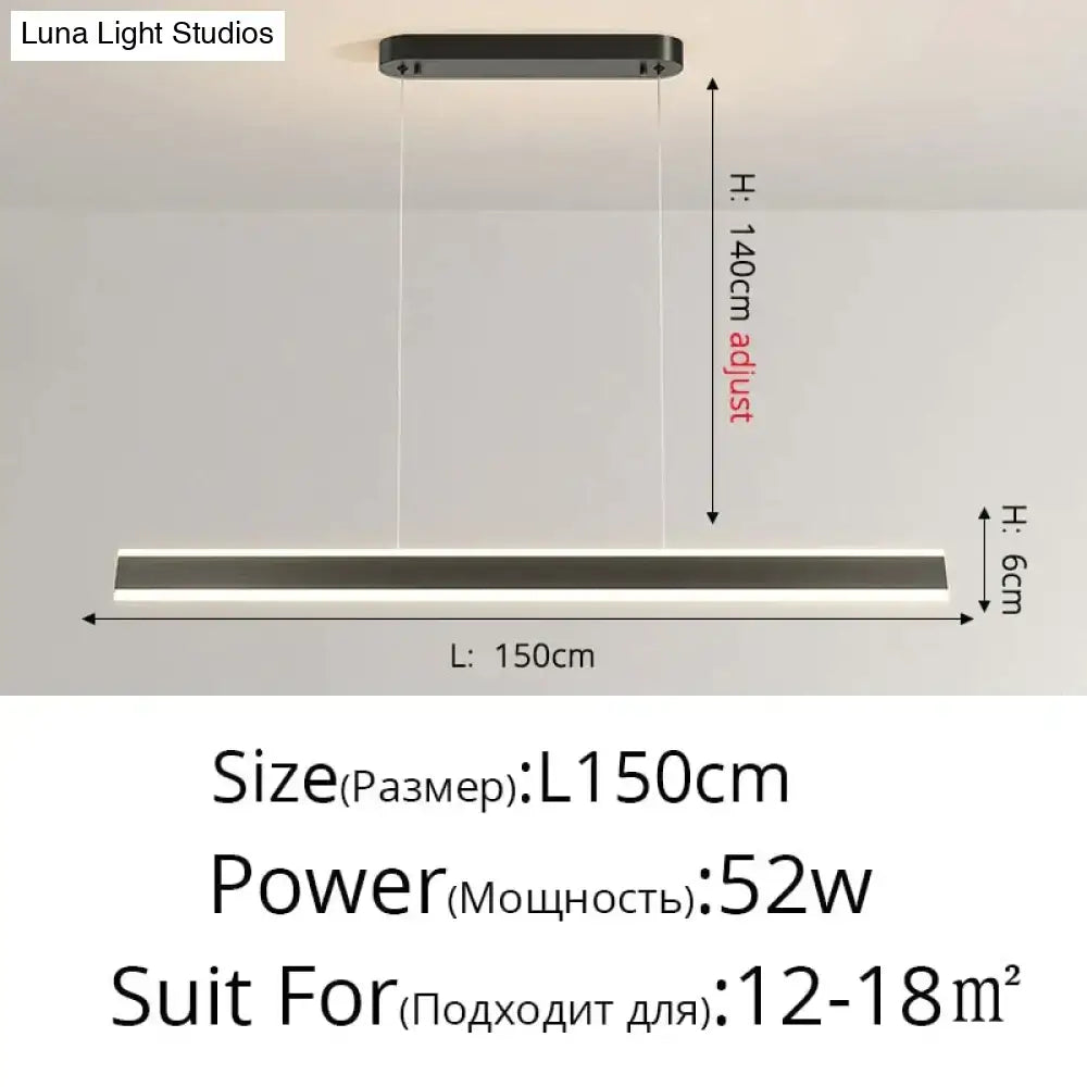 Gold LED Bar Dimmable Remote Pendant Light