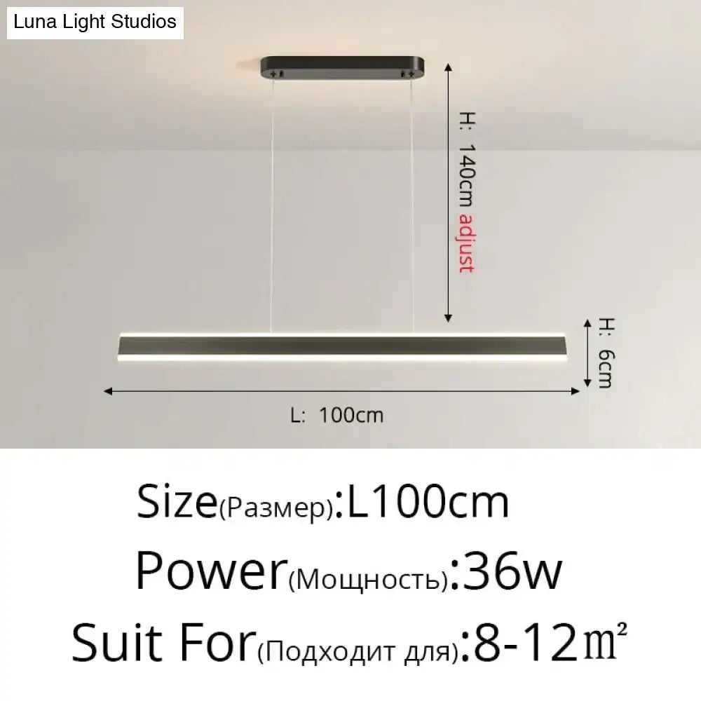 Gold LED Bar Dimmable Remote Pendant Light