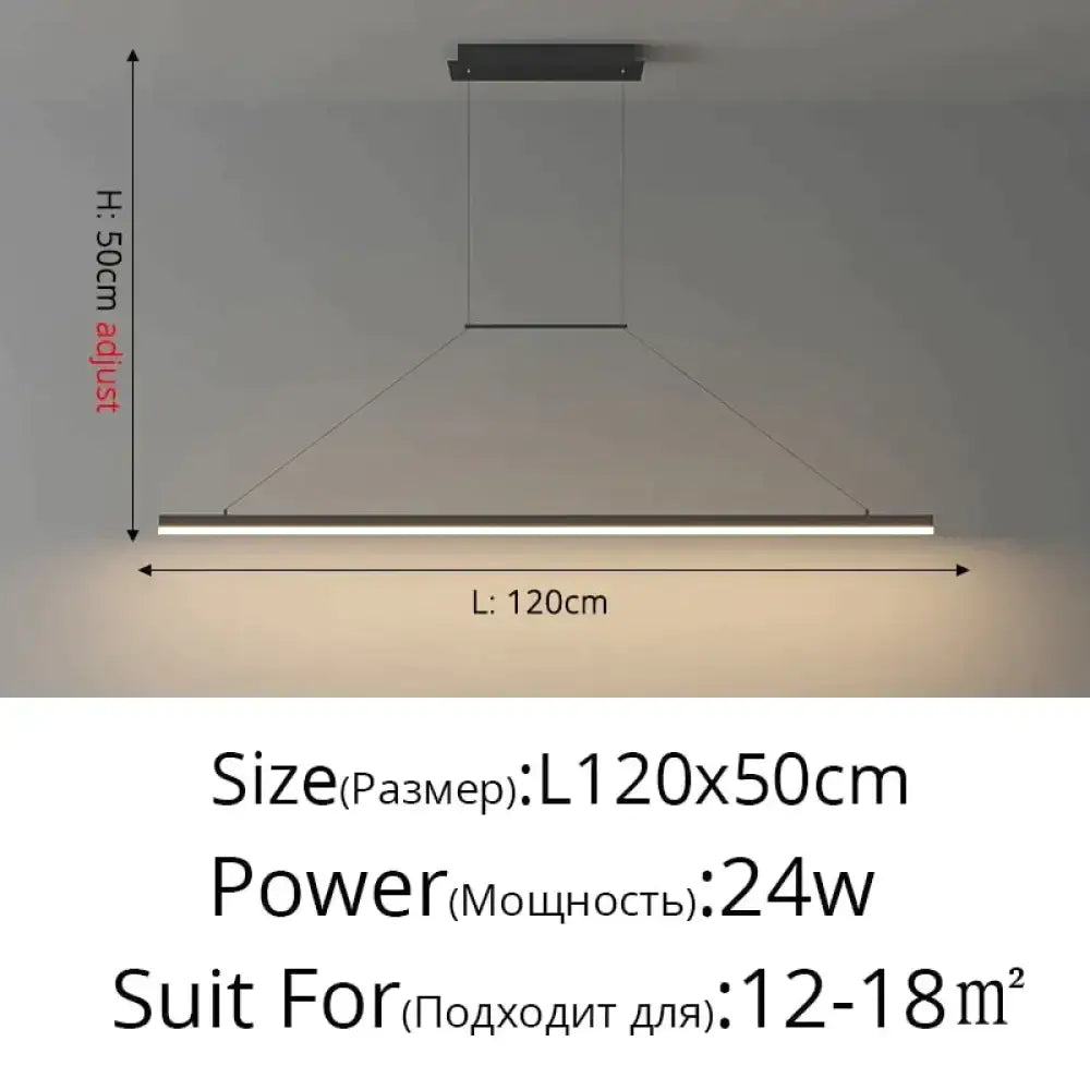Gold LED Bar Dimmable Remote Pendant Light