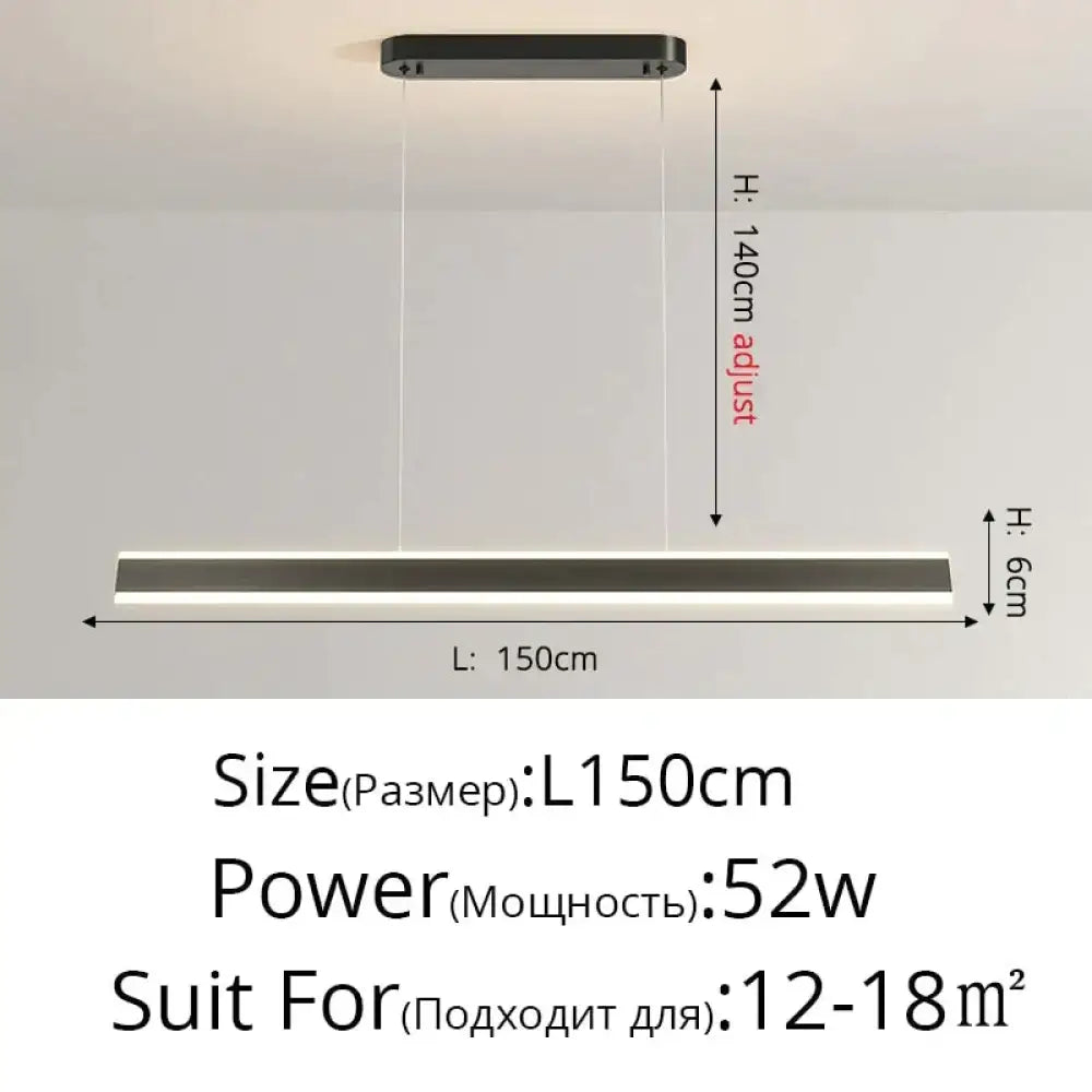 Gold LED Bar Dimmable Remote Pendant Light