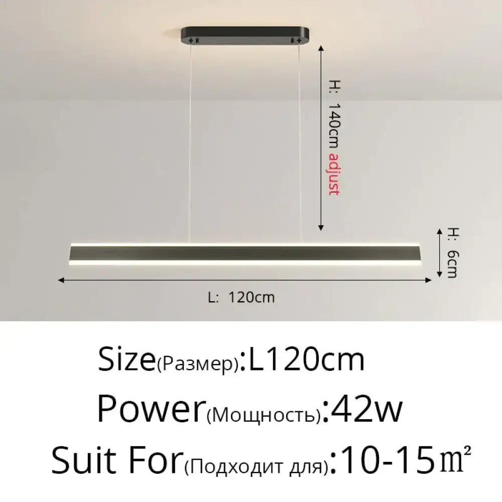 Gold LED Bar Dimmable Remote Pendant Light