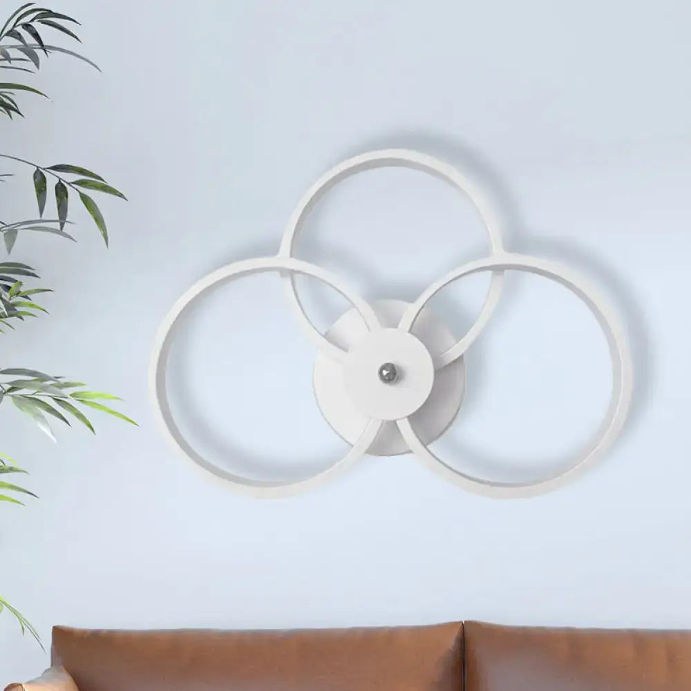 White 3-Ring Wall Sconce