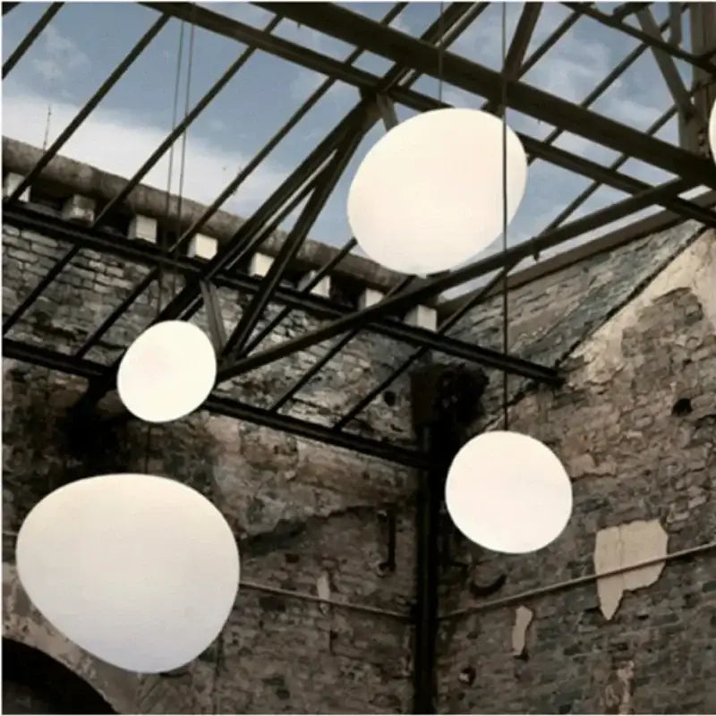 White Glass Ball 30-Head Dining Room Pendant