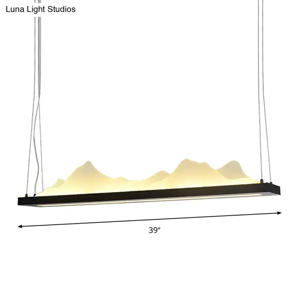 Black Acrylic Wide LED Island Light 39-Inch