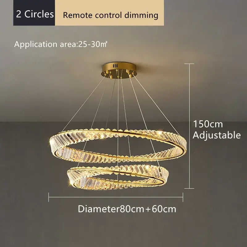Gold Crystal 60cm Dining Chandelier
